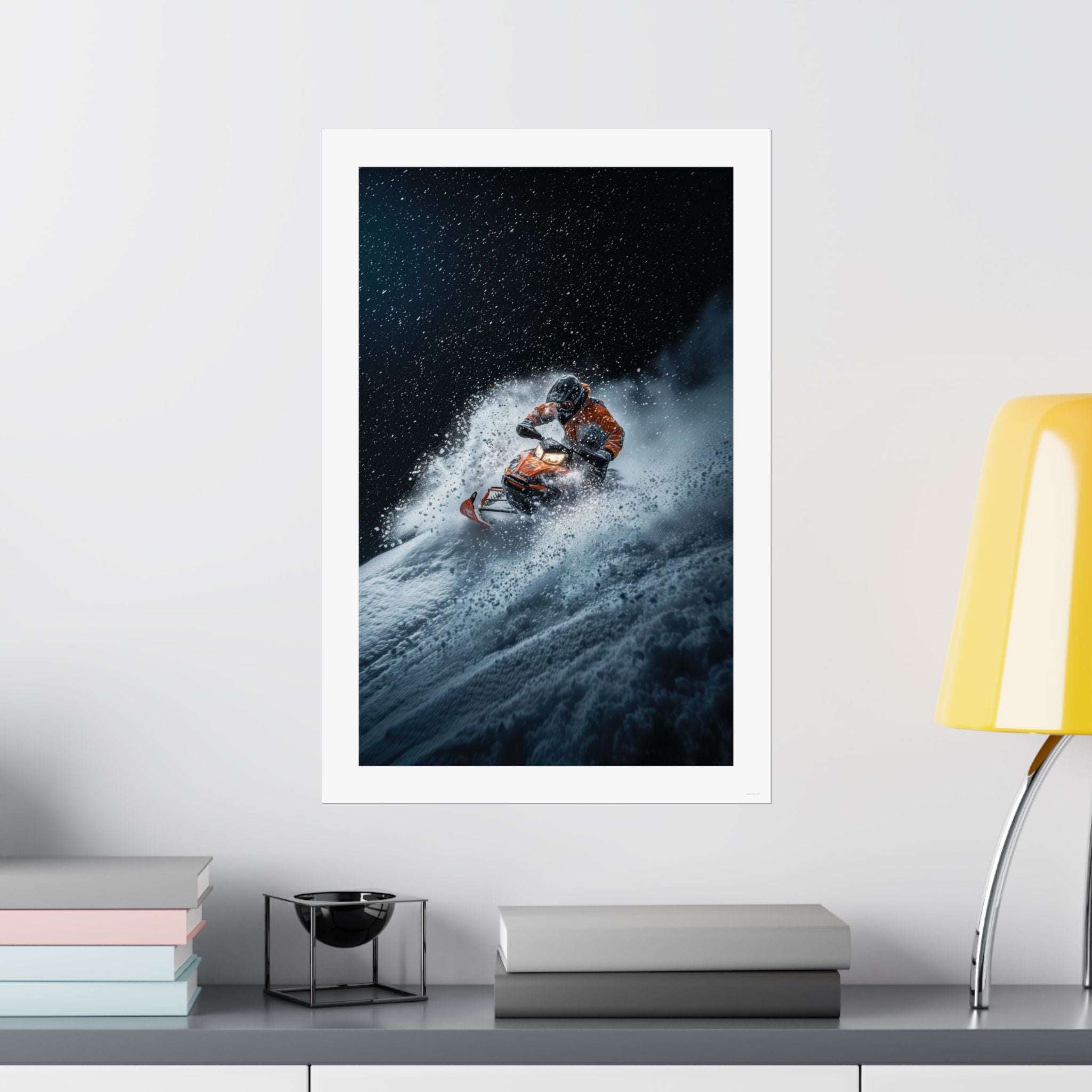 Downhill Cold Rush -  Snowmobile - Gallery Print Poster - DC0190